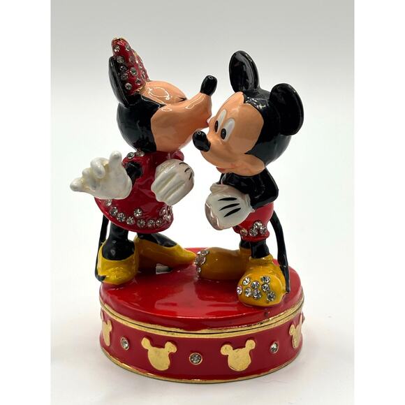 Disney Parks Micky & Minnie Mouse Arribas French Trinket/Ring Box, Figurine, EUC - Picture 1 of 5
